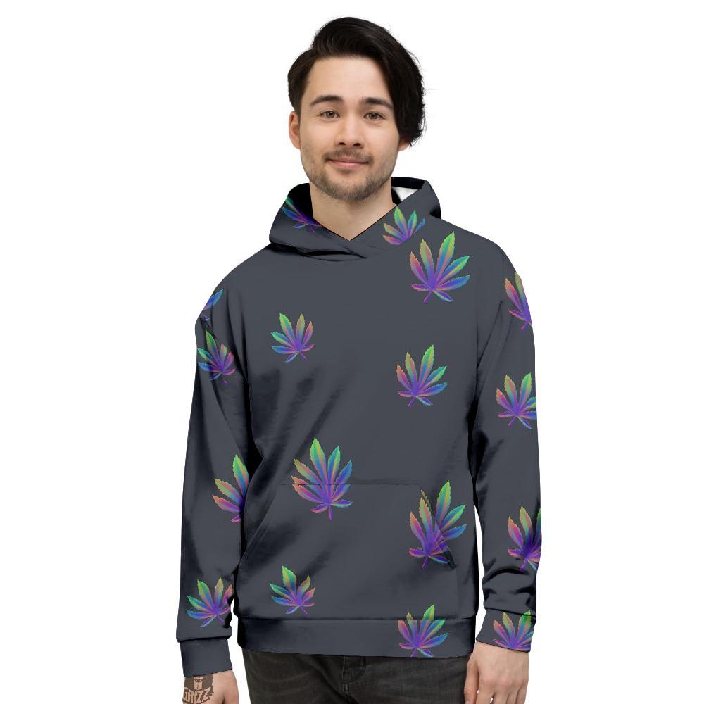 Hemp Leaves Reggae Trippy Print Pattern Men's Hoodie-grizzshop