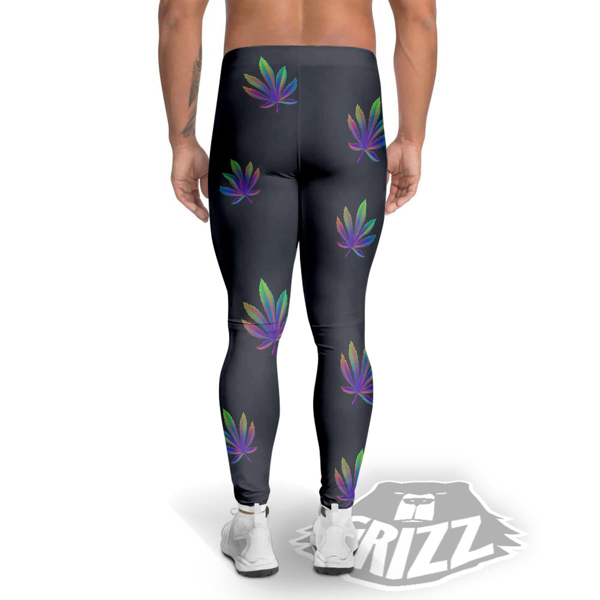 Hemp Leaves Reggae Trippy Print Pattern Men's Leggings-grizzshop