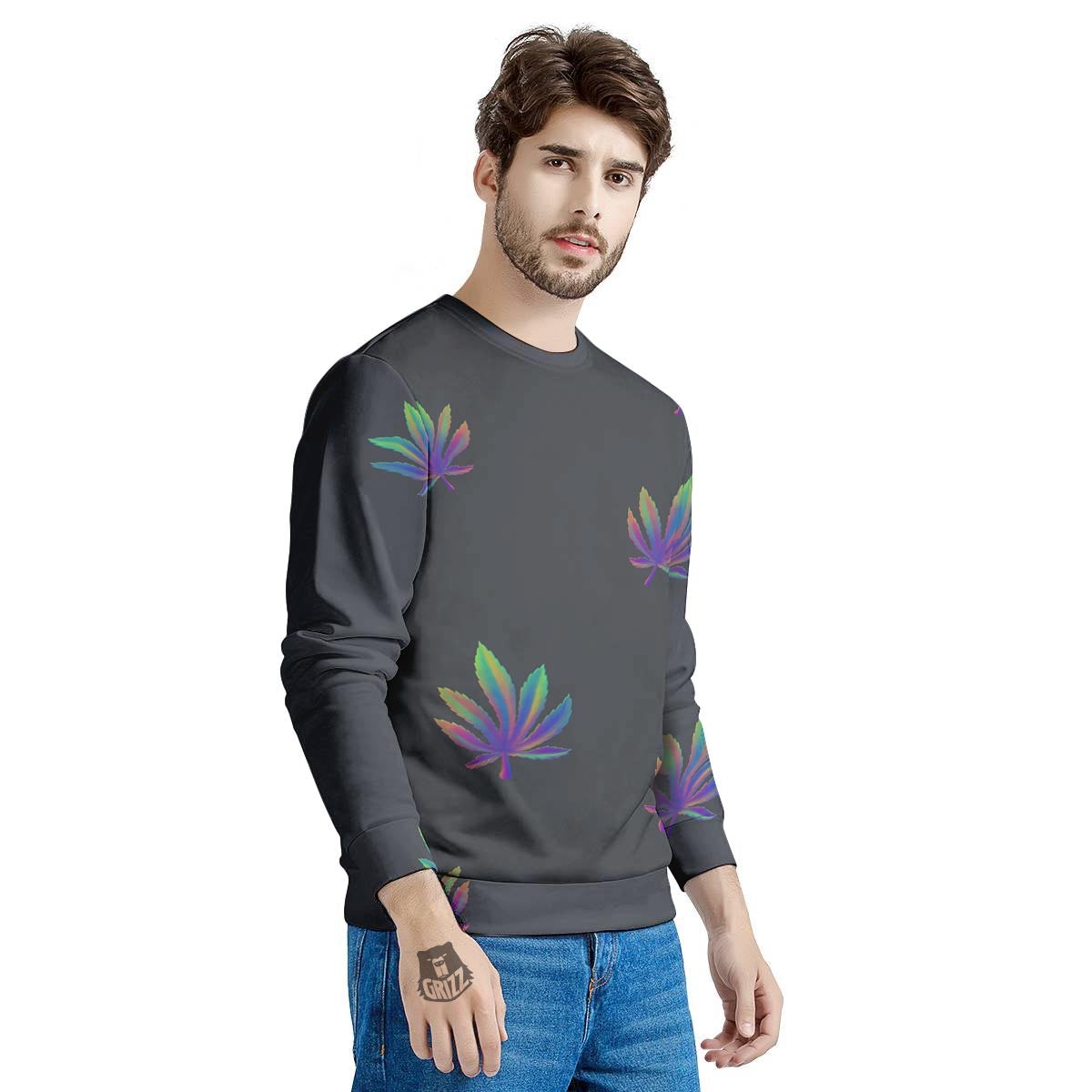 Hemp Leaves Reggae Trippy Print Pattern Men's Sweatshirt-grizzshop