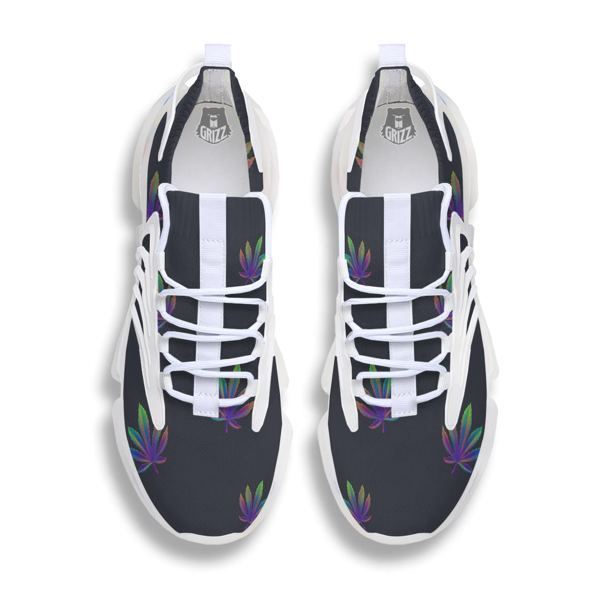 Hemp Leaves Reggae Trippy Print Pattern White Gym Shoes-grizzshop
