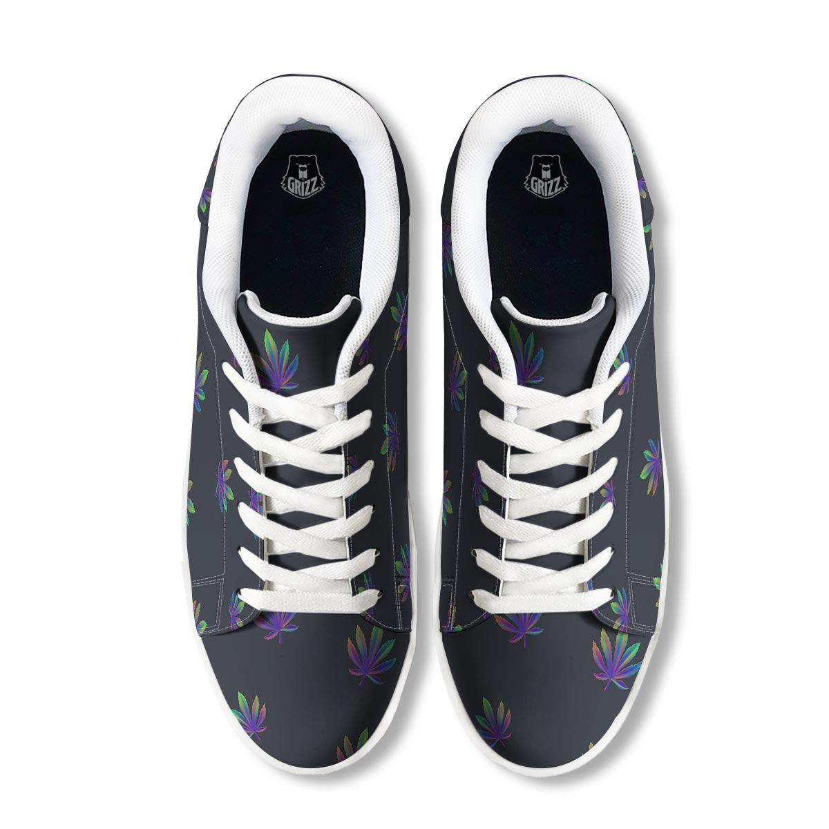 Hemp Leaves Reggae Trippy Print Pattern White Low Top Sneakers-grizzshop