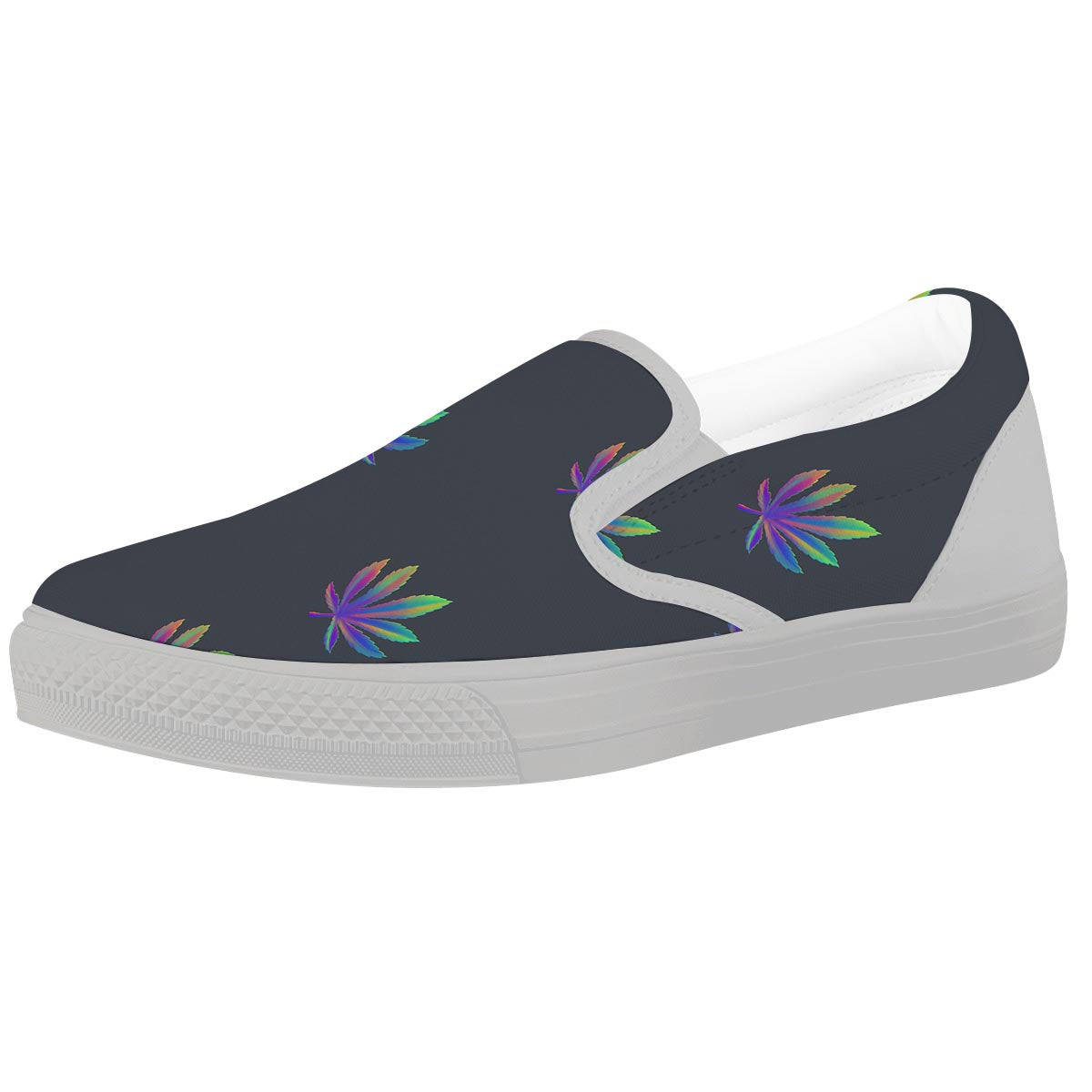 Hemp Leaves Reggae Trippy Print Pattern White Slip On Shoes-grizzshop