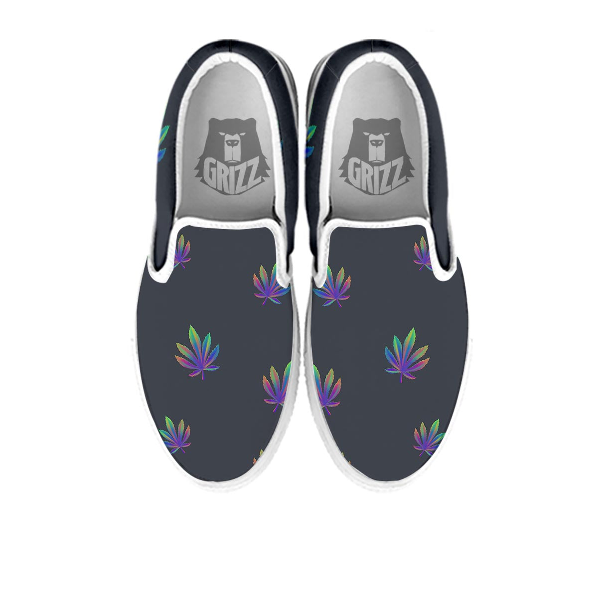 Hemp Leaves Reggae Trippy Print Pattern White Slip On Shoes-grizzshop