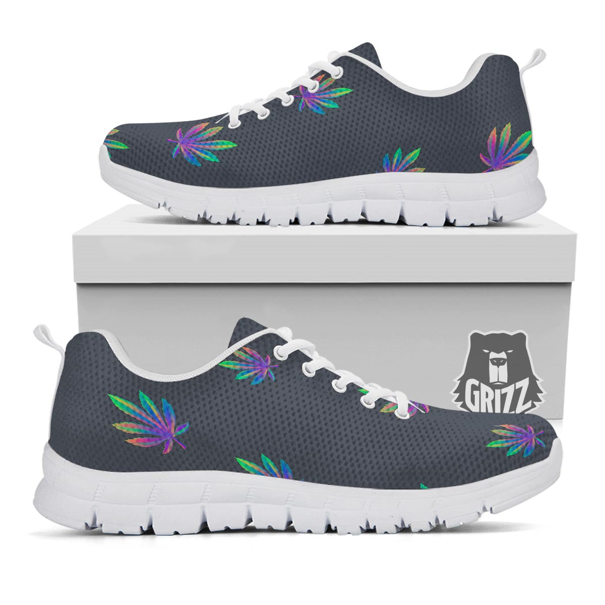 Hemp Leaves Reggae Trippy Print Pattern White Sneaker-grizzshop