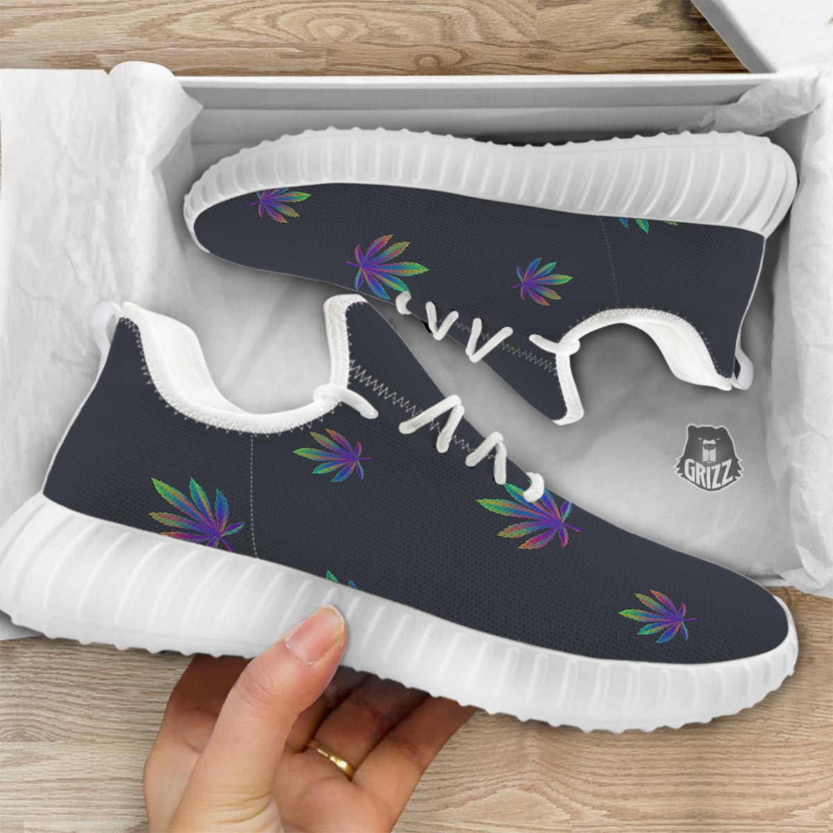 Hemp Leaves Reggae Trippy Print Pattern White Walking Shoes-grizzshop