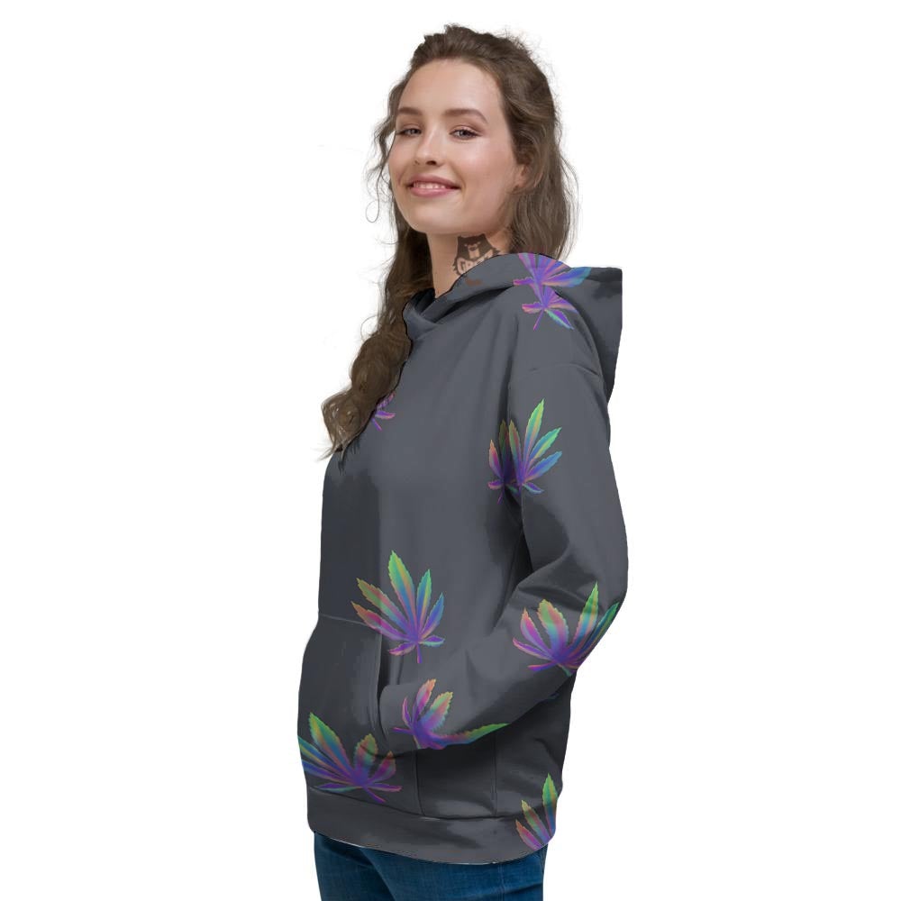 Hemp Leaves Reggae Trippy Print Pattern Women's Hoodie-grizzshop