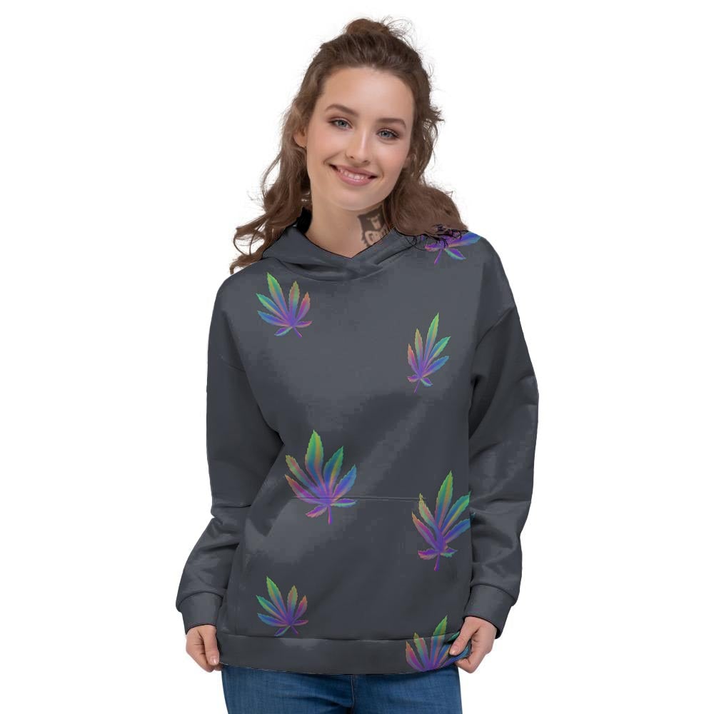 Hemp Leaves Reggae Trippy Print Pattern Women's Hoodie-grizzshop