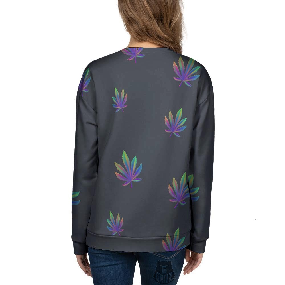 Hemp Leaves Reggae Trippy Print Pattern Women's Sweatshirt-grizzshop