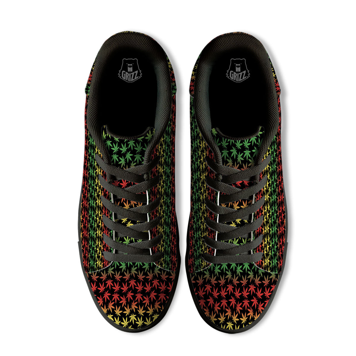 Hemp Rastafarian Print Pattern Black Low Top Sneakers-grizzshop