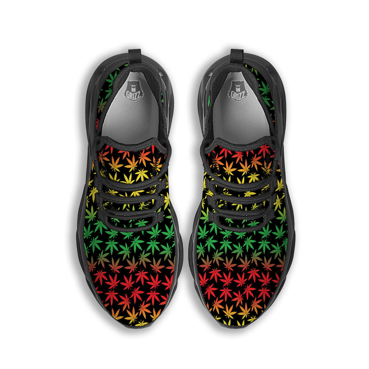Hemp Rastafarian Print Pattern Black Running Shoes-grizzshop