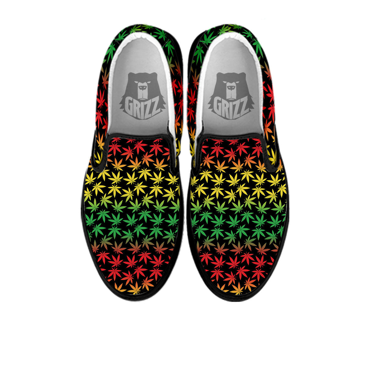 Hemp Rastafarian Print Pattern Black Slip On Shoes-grizzshop