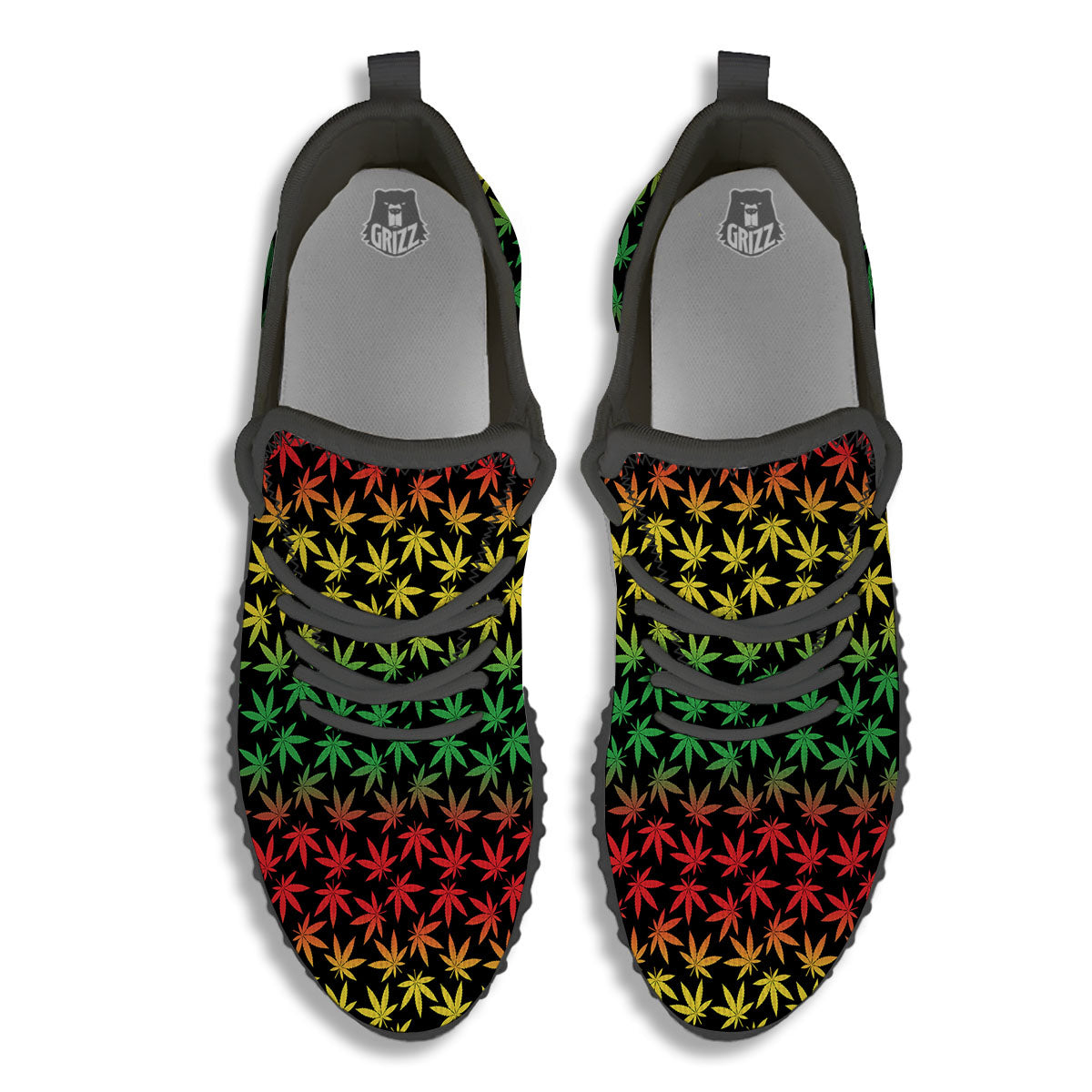 Hemp Rastafarian Print Pattern Black Walking Shoes-grizzshop
