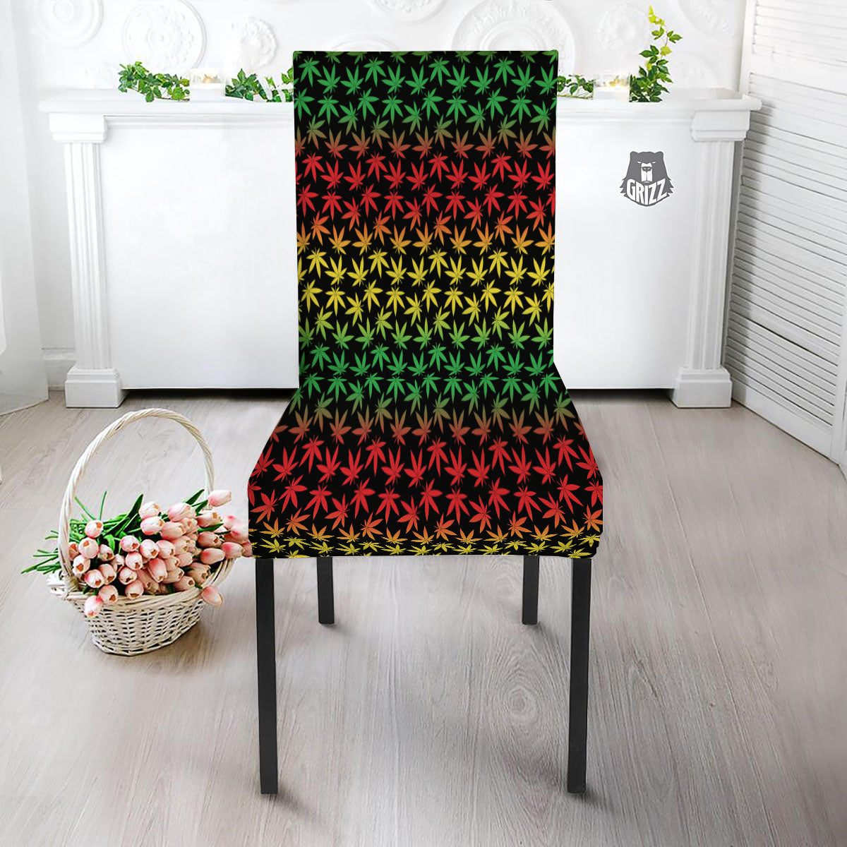 Hemp Rastafarian Print Pattern Dining Chair Slipcover-grizzshop