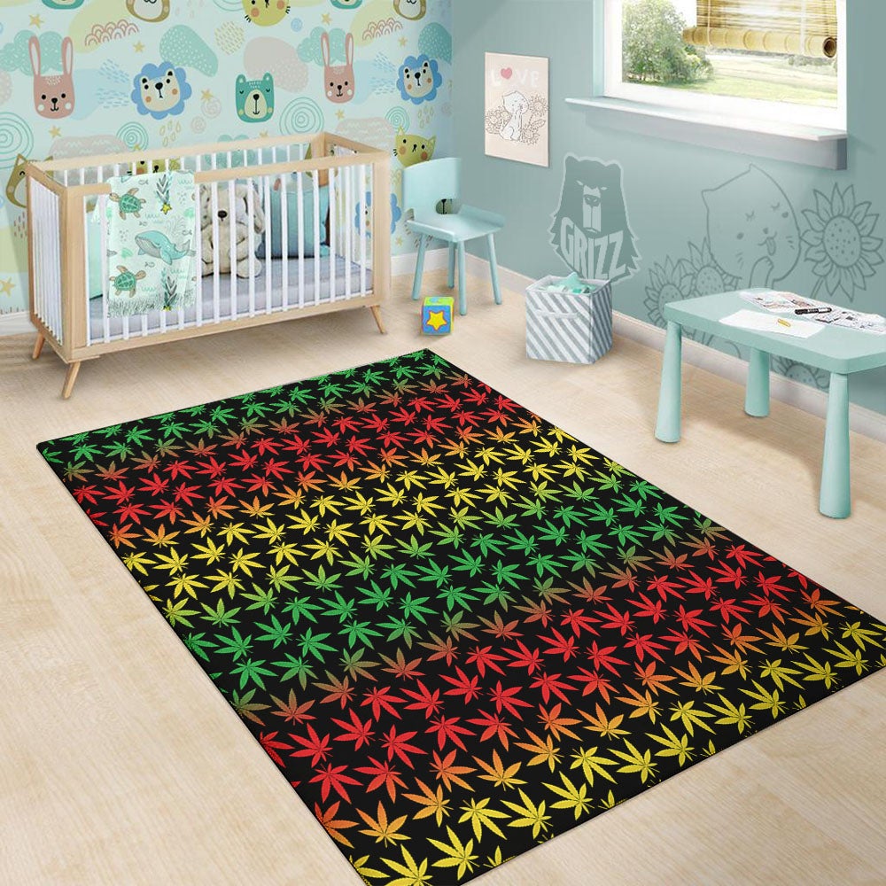 Hemp Rastafarian Print Pattern Floor Mat-grizzshop
