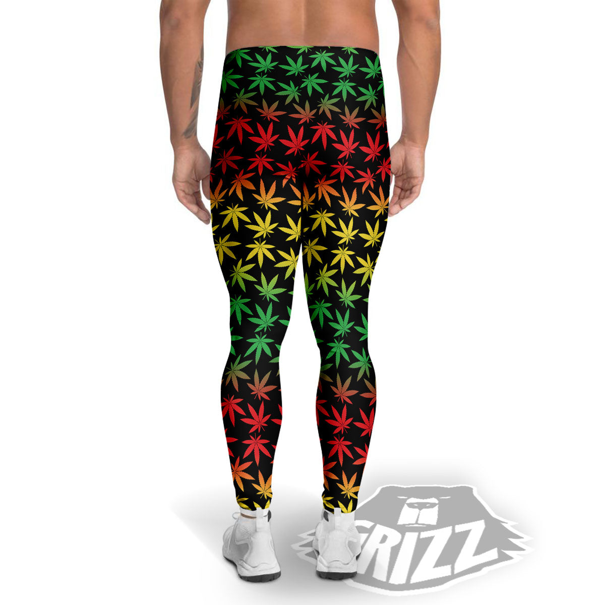 Hemp Rastafarian Print Pattern Men's Leggings-grizzshop