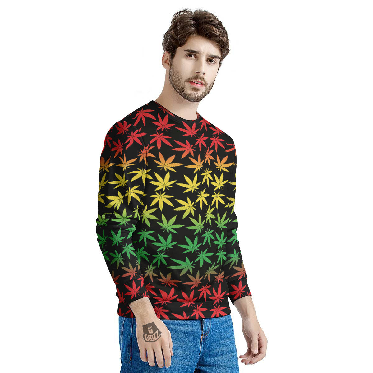 Hemp Rastafarian Print Pattern Men's Sweatshirt-grizzshop