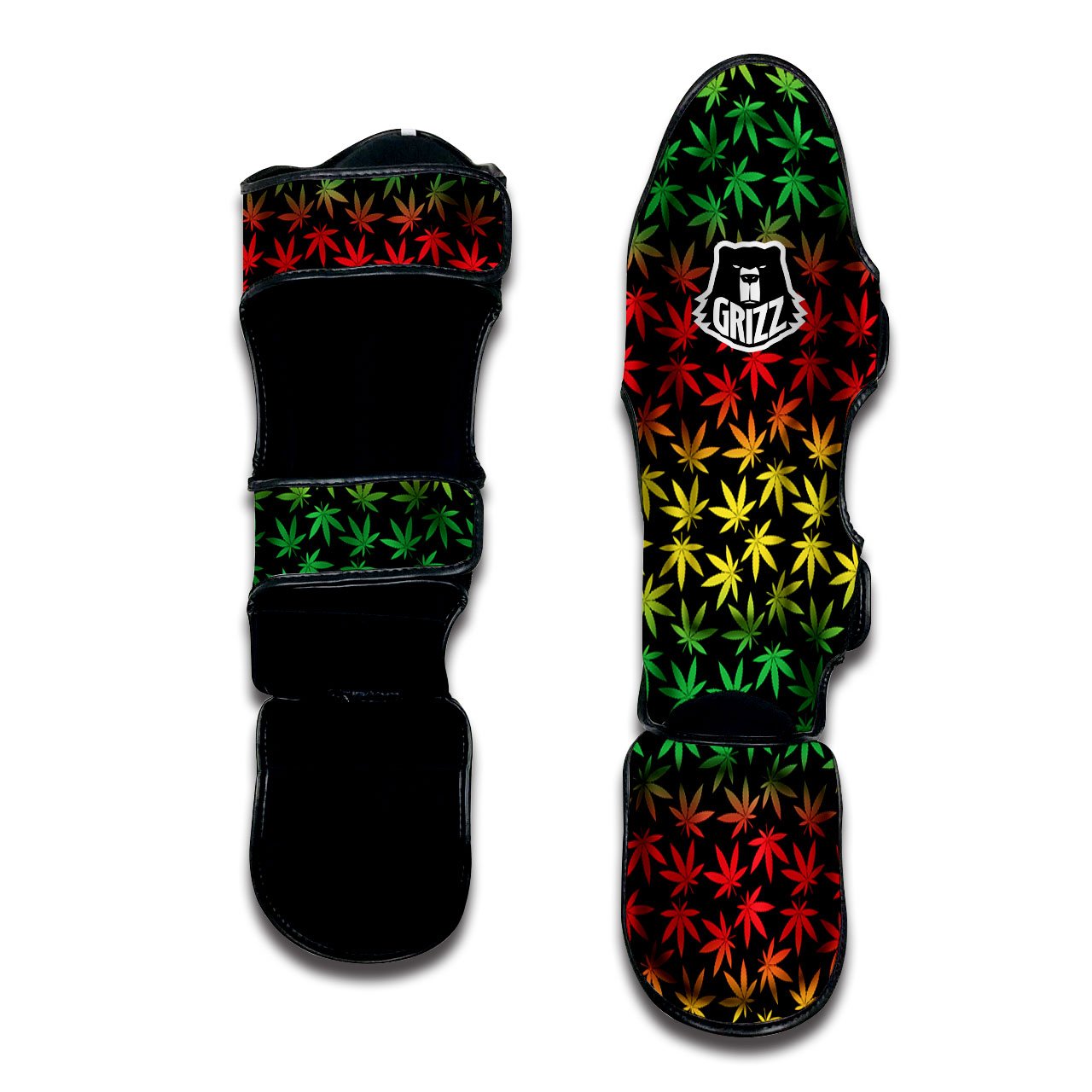 Hemp Rastafarian Print Pattern Muay Thai Shin Guards-grizzshop