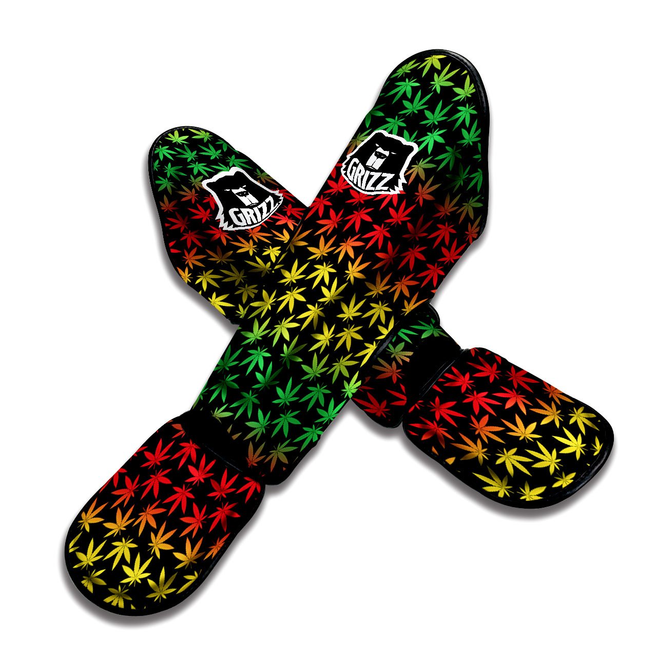 Hemp Rastafarian Print Pattern Muay Thai Shin Guards-grizzshop
