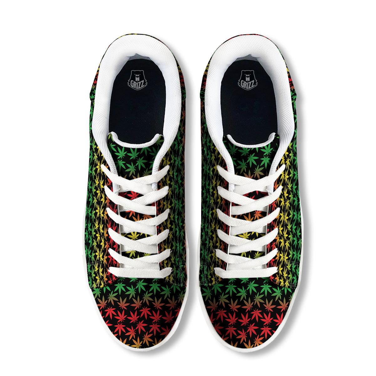 Hemp Rastafarian Print Pattern White Low Top Sneakers-grizzshop