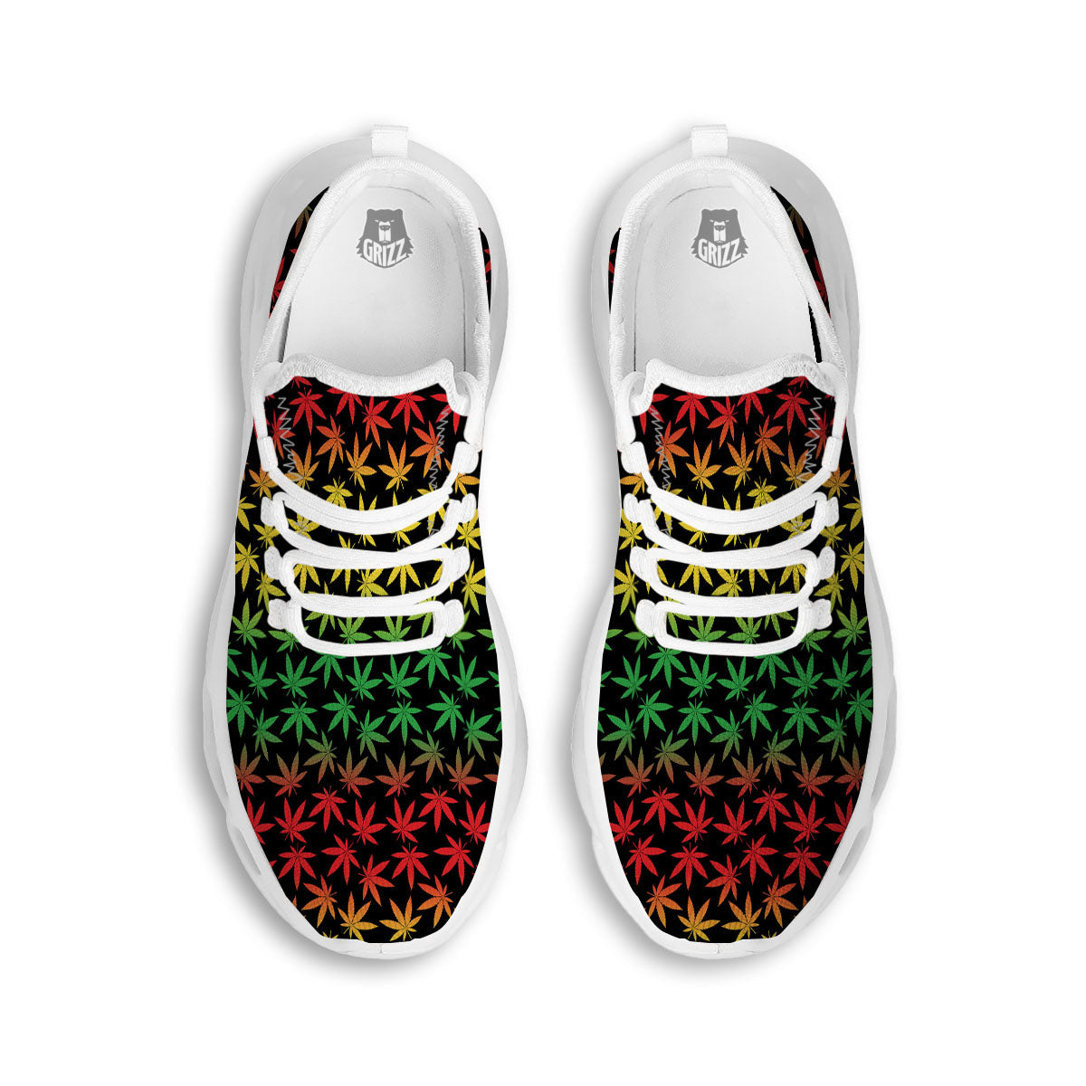 Hemp Rastafarian Print Pattern White Running Shoes-grizzshop