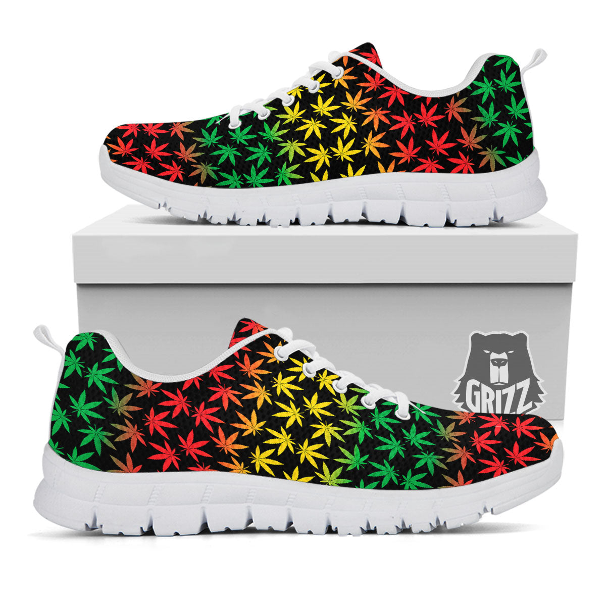 Hemp Rastafarian Print Pattern White Sneaker-grizzshop