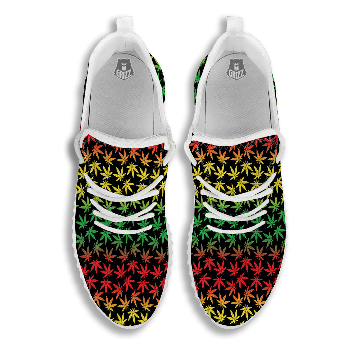 Hemp Rastafarian Print Pattern White Walking Shoes-grizzshop