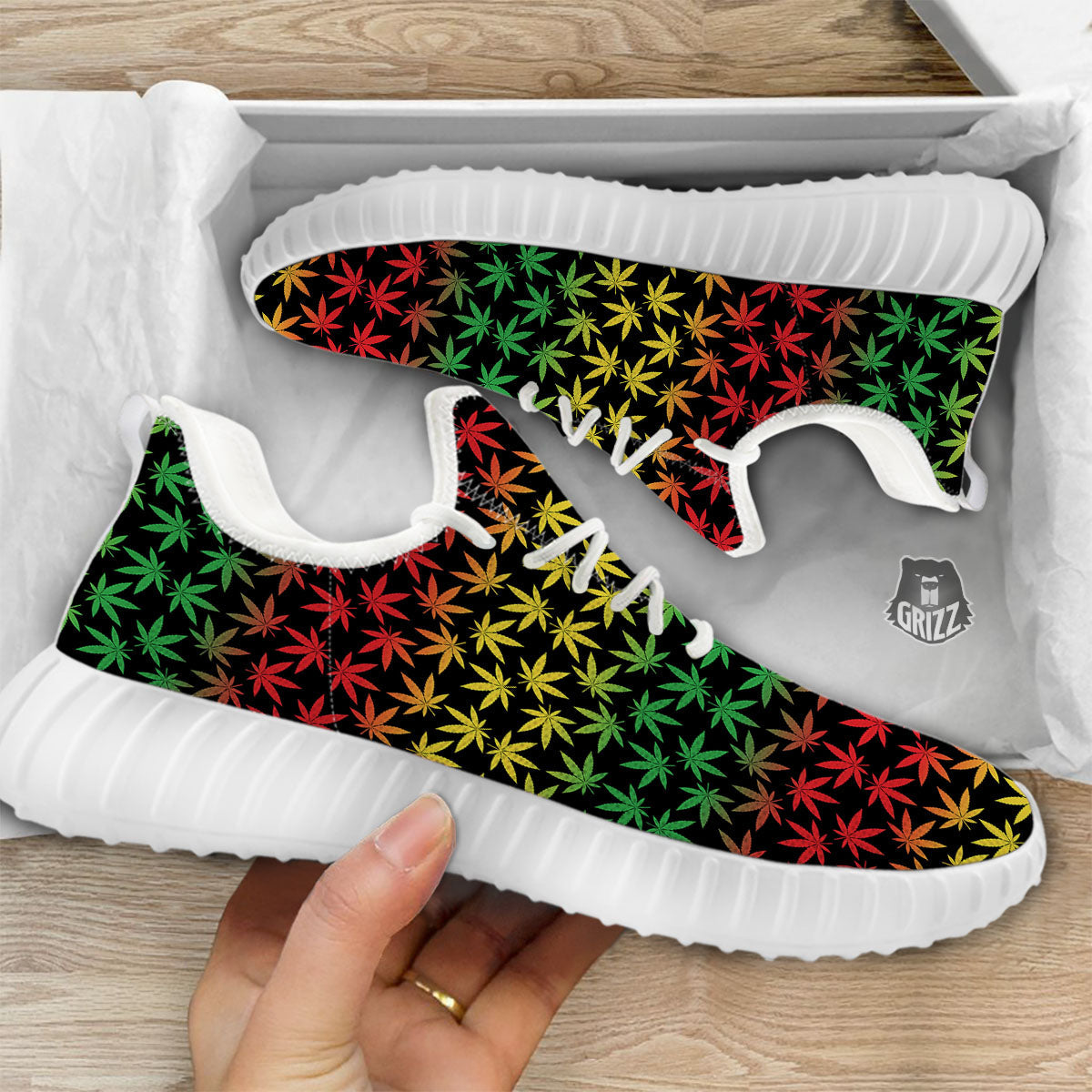 Hemp Rastafarian Print Pattern White Walking Shoes-grizzshop