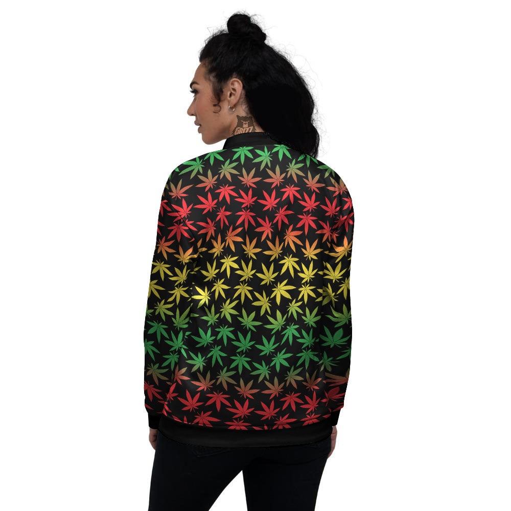 Hemp Rastafarian Print Pattern Women's Bomber Jacket-grizzshop