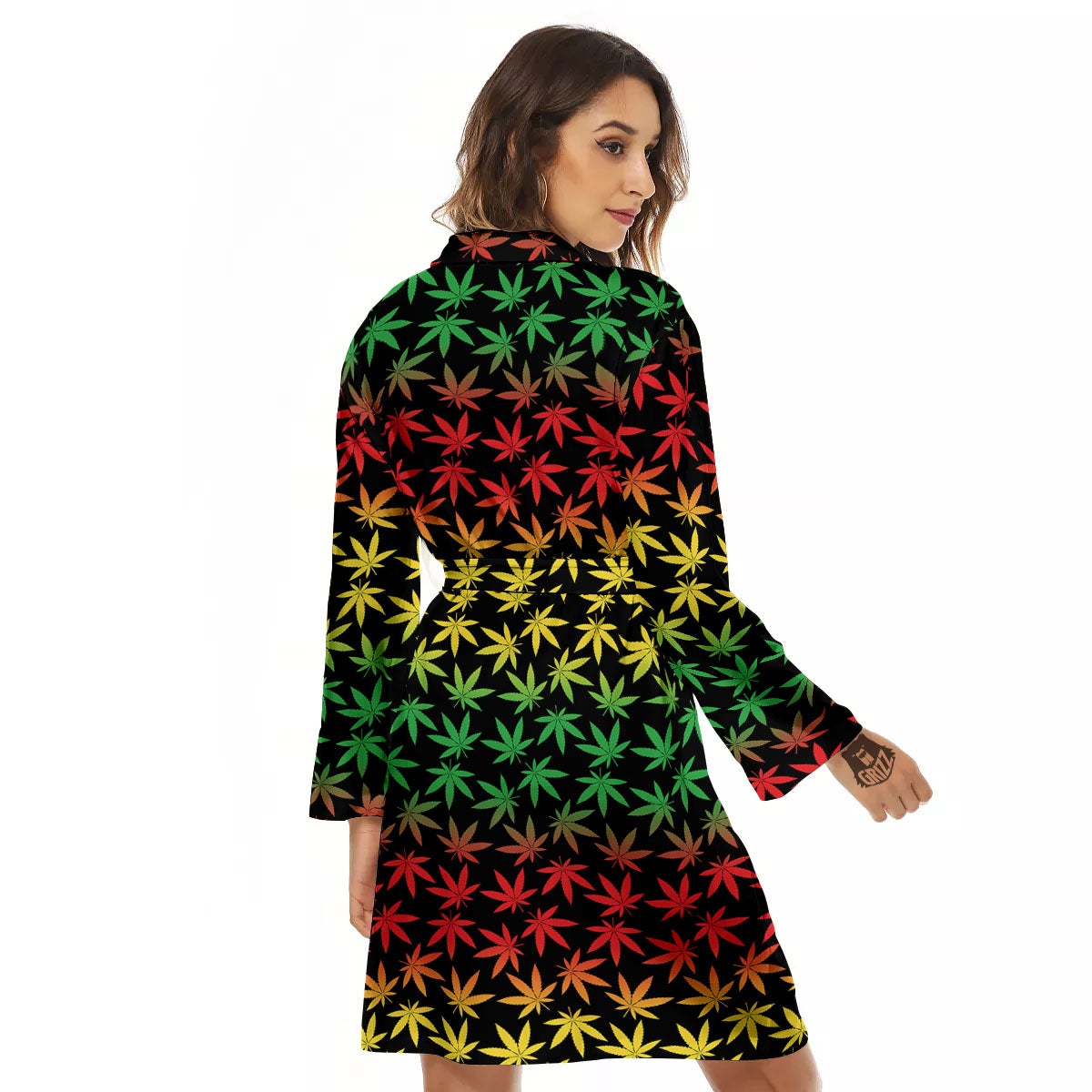 Hemp Rastafarian Print Pattern Women's Robe-grizzshop