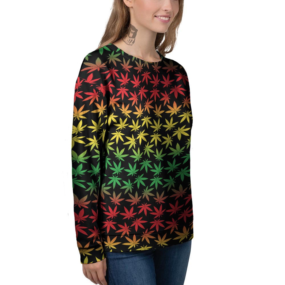 Hemp Rastafarian Print Pattern Women's Sweatshirt-grizzshop