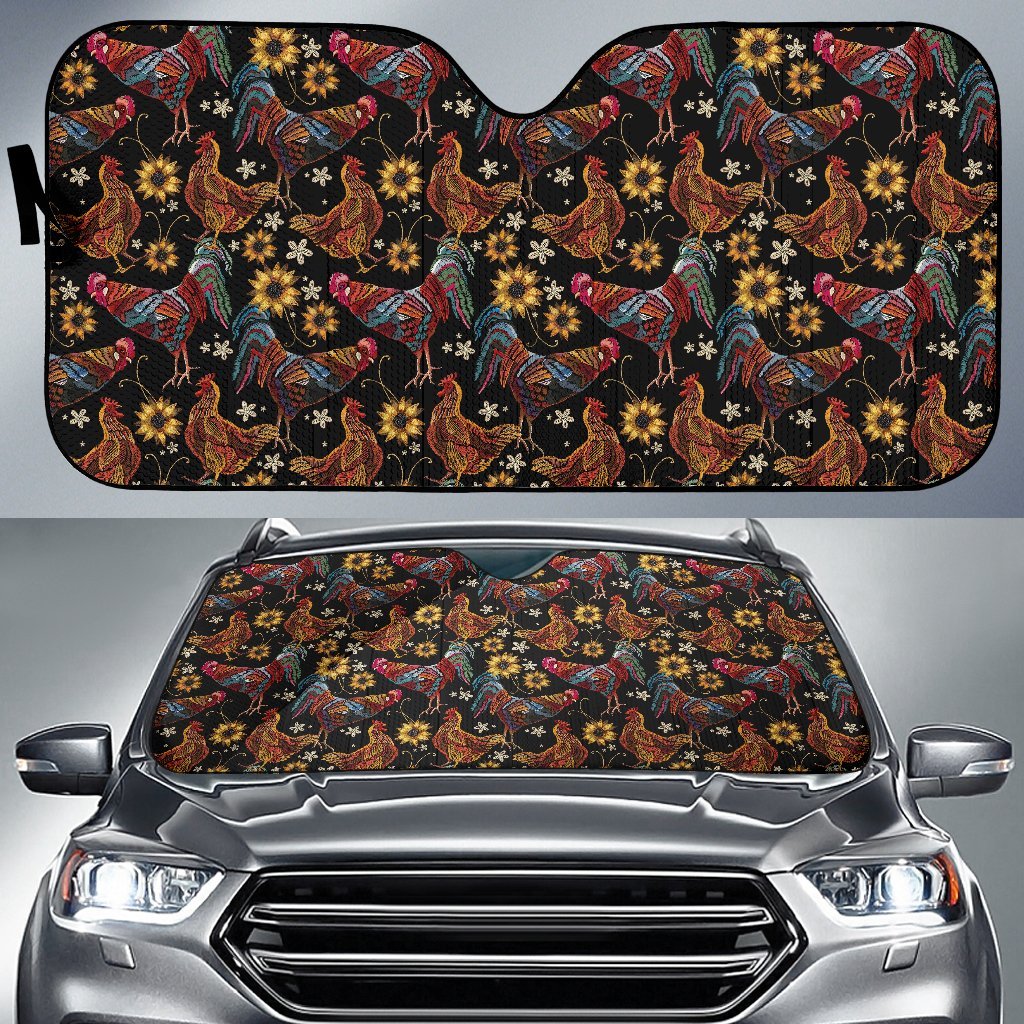 Hen Farm Chicken Eggs Pattern Print Car Sun Shade-grizzshop