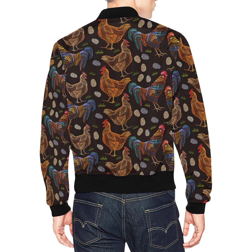 Hen Farm Chicken Eggs Pattern Print Men's Bomber Jacket-grizzshop