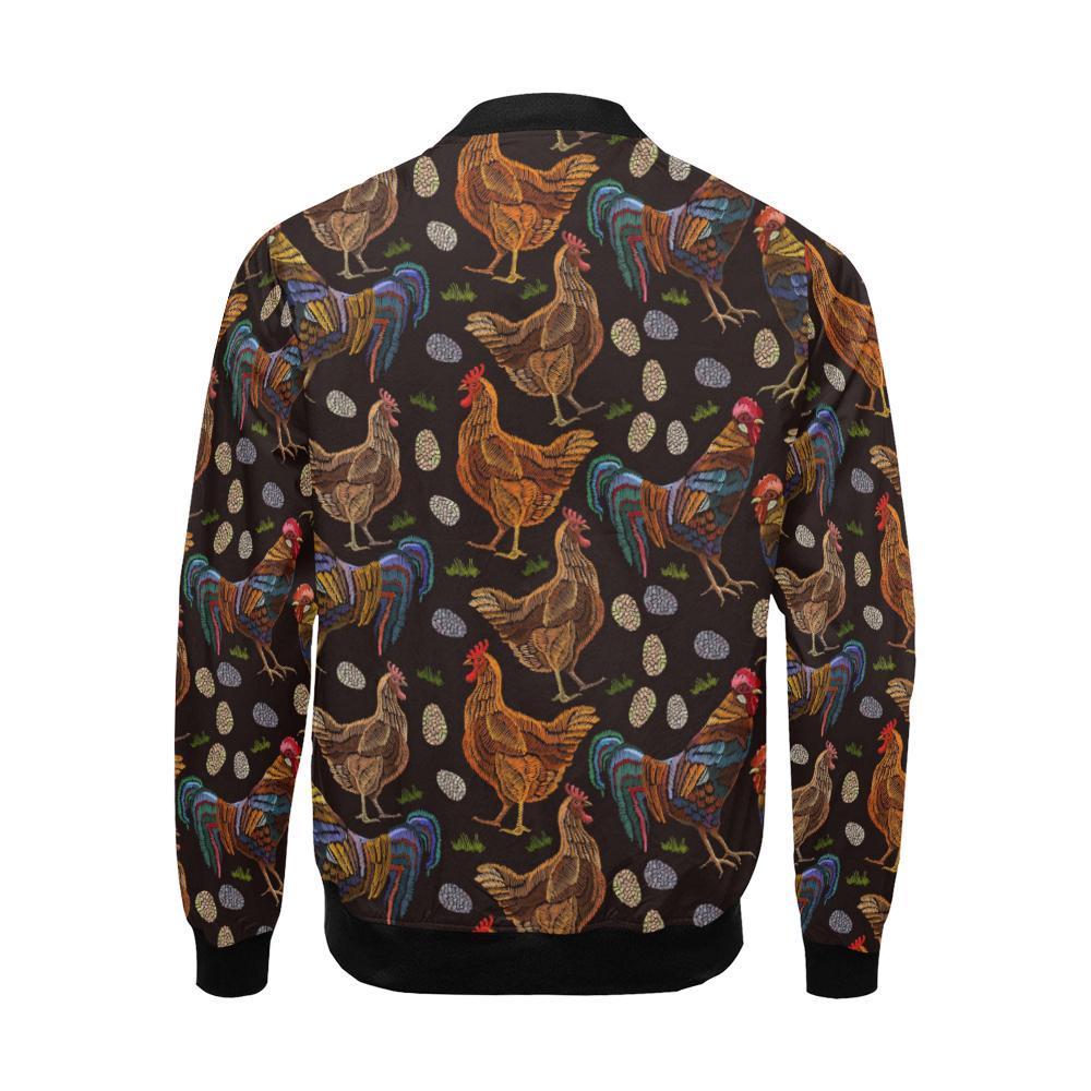 Hen Farm Chicken Eggs Pattern Print Men's Bomber Jacket-grizzshop