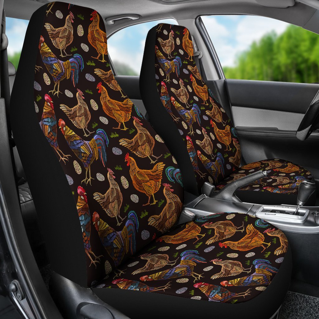 Hen Farm Chicken Eggs Pattern Print Universal Fit Car Seat Cover-grizzshop