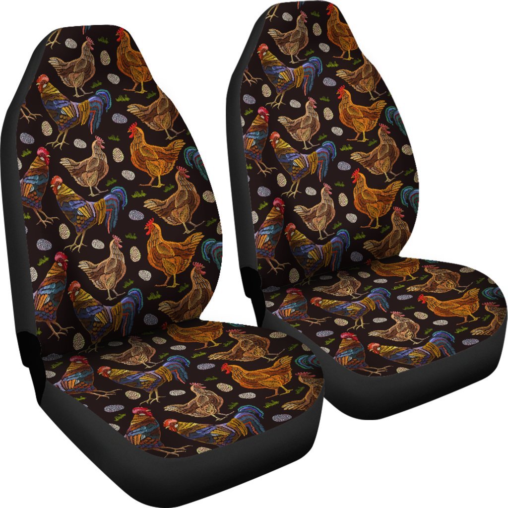 Hen Farm Chicken Eggs Pattern Print Universal Fit Car Seat Cover-grizzshop