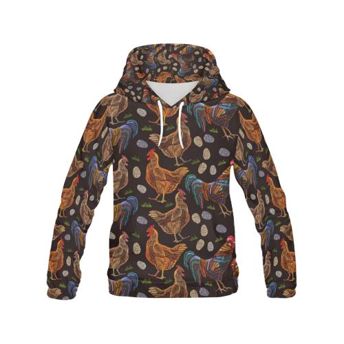 Hen Farm Chicken Eggs Pattern Print Women Pullover Hoodie-grizzshop