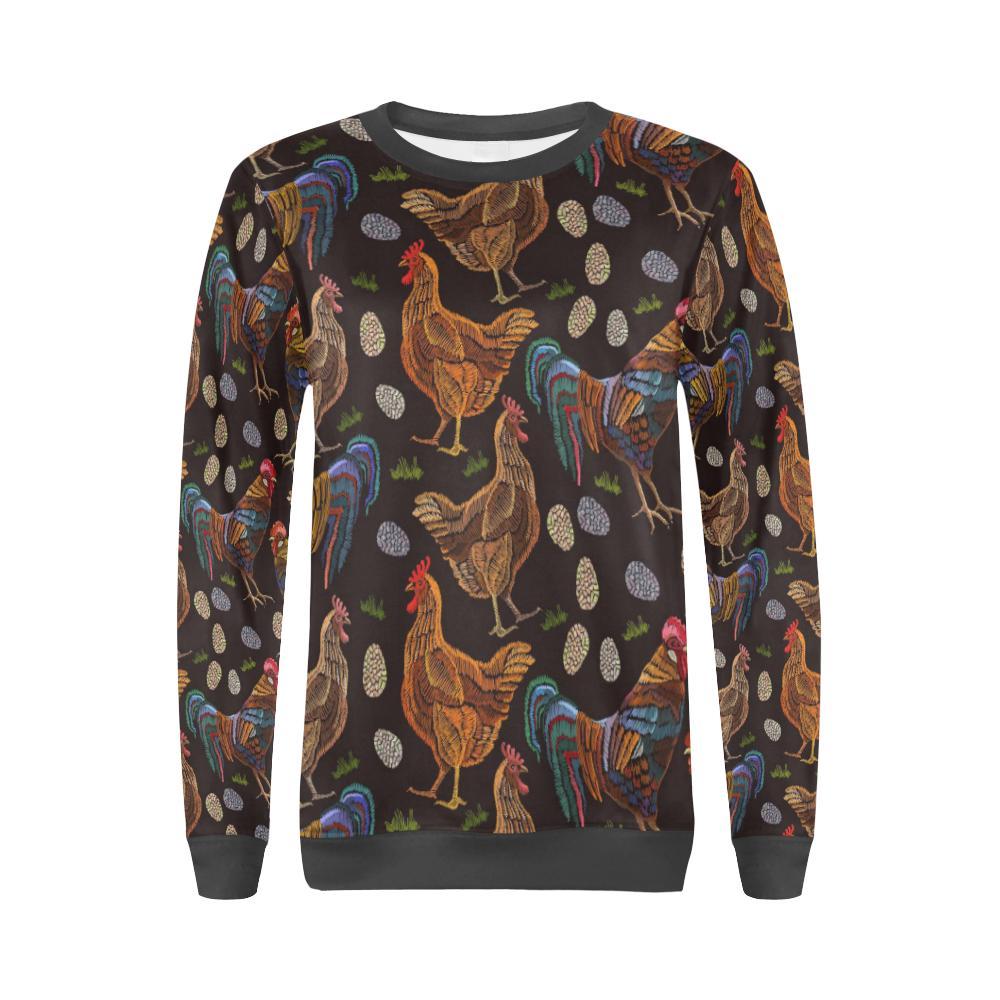 Hen Farm Chicken Eggs Pattern Print Women's Sweatshirt-grizzshop