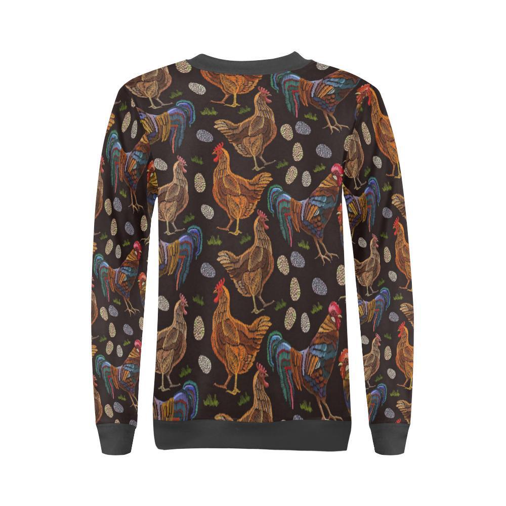 Hen Farm Chicken Eggs Pattern Print Women's Sweatshirt-grizzshop