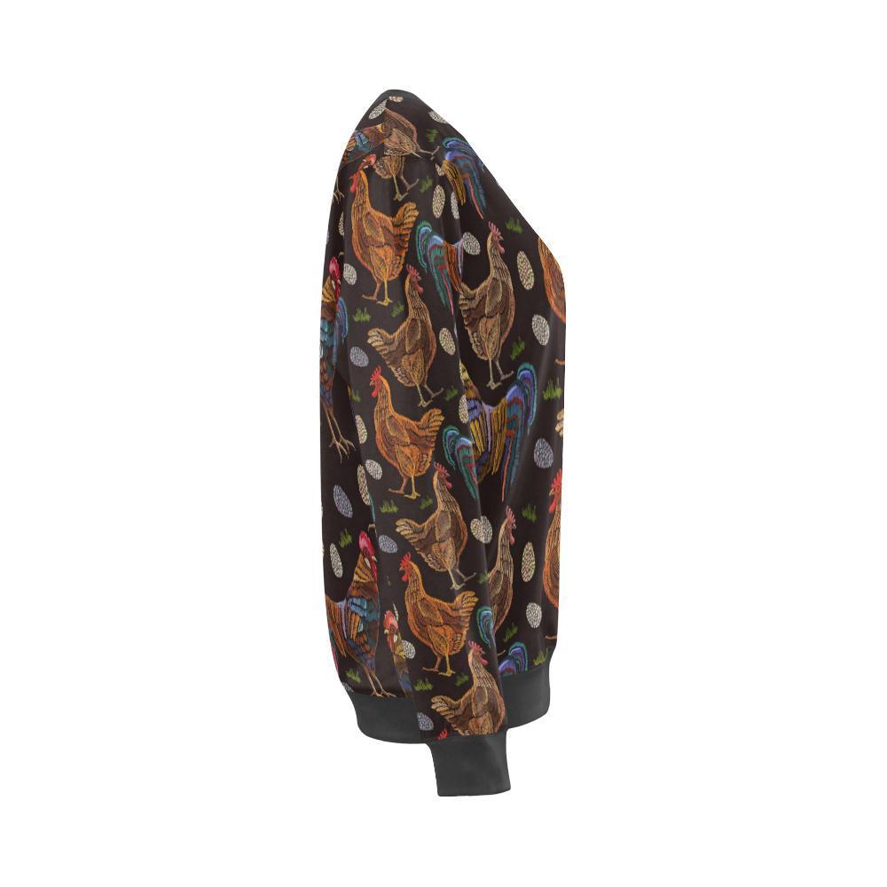 Hen Farm Chicken Eggs Pattern Print Women's Sweatshirt-grizzshop
