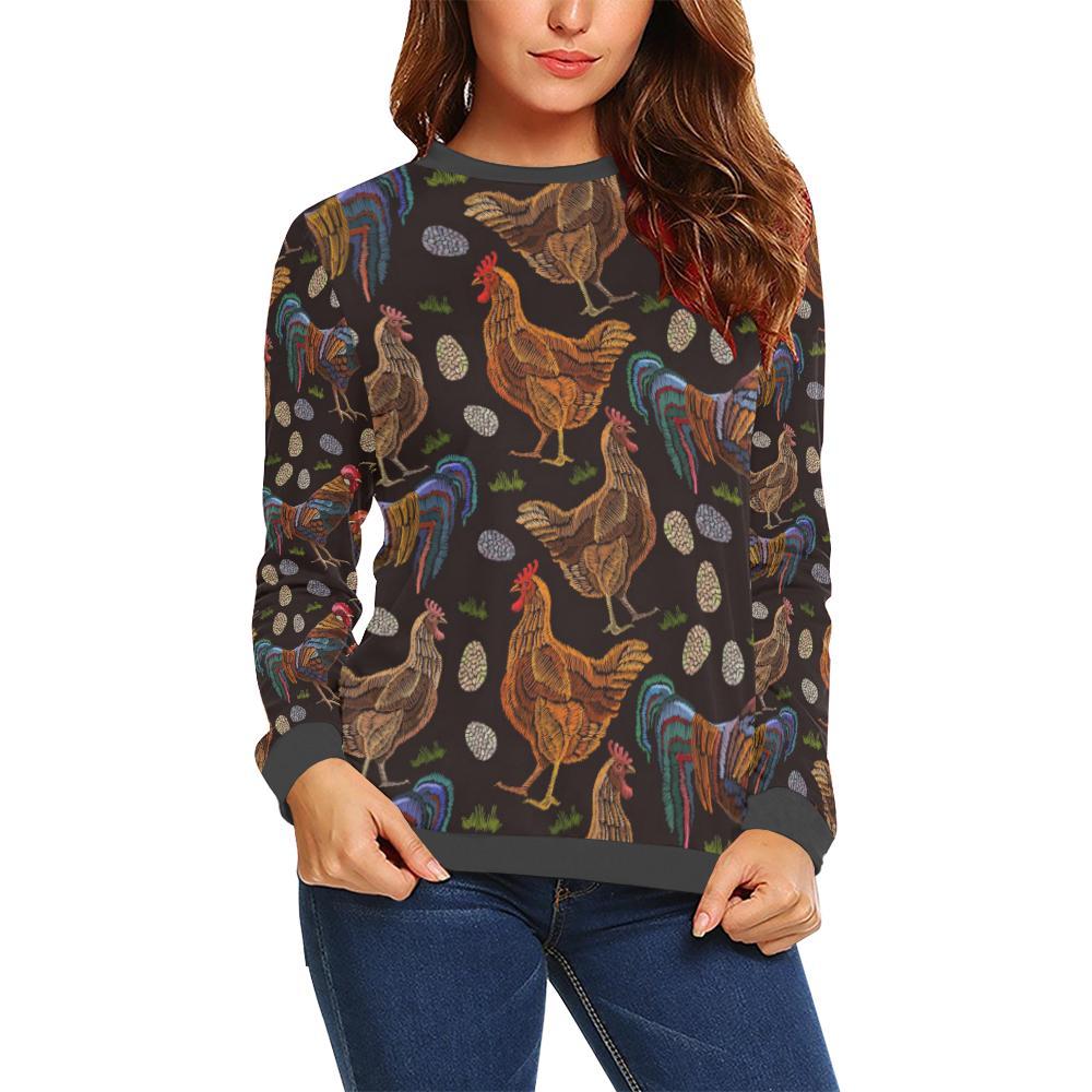 Hen Farm Chicken Eggs Pattern Print Women's Sweatshirt-grizzshop