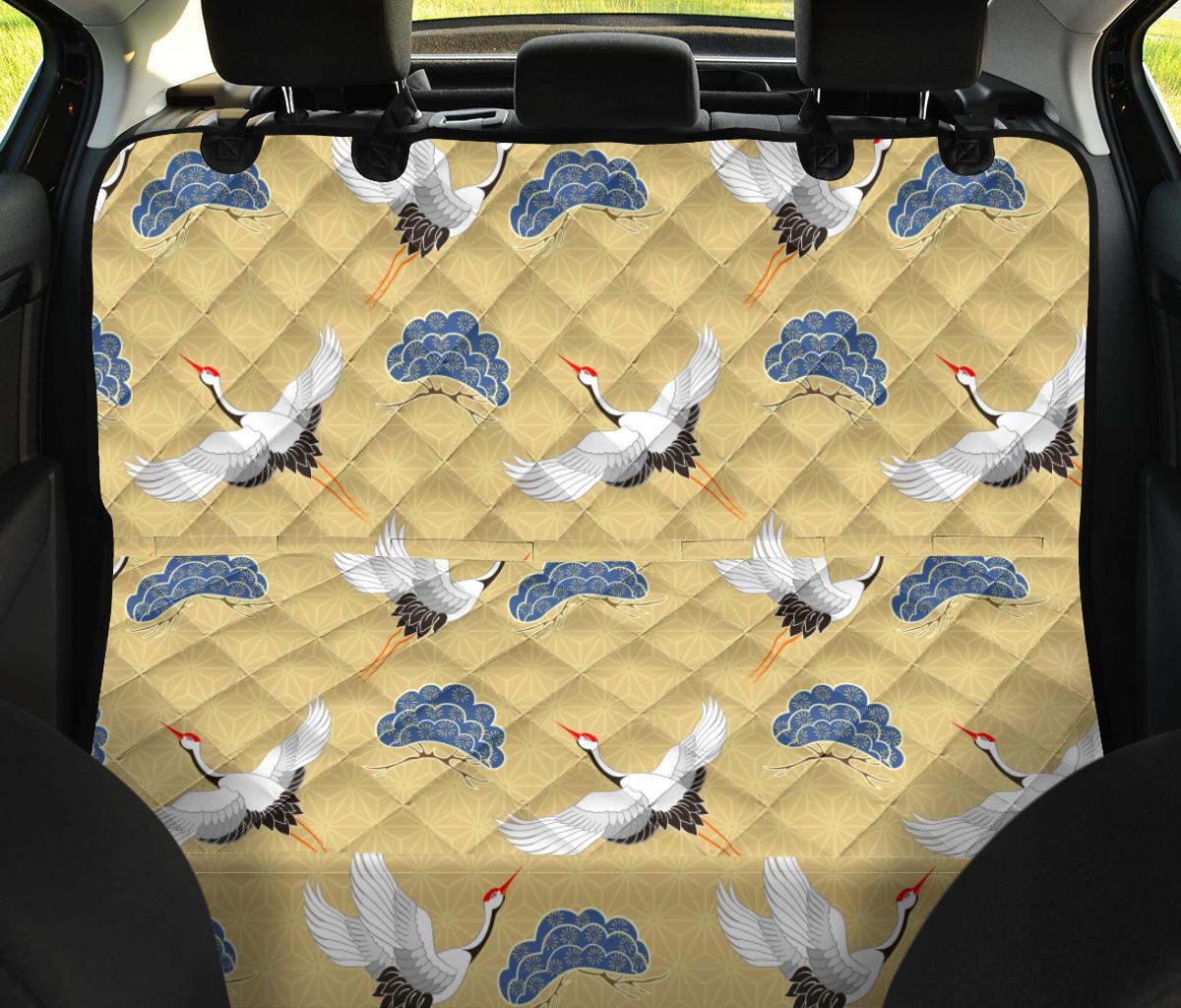Heron Japanese Pattern Print Pet Car Seat Cover-grizzshop