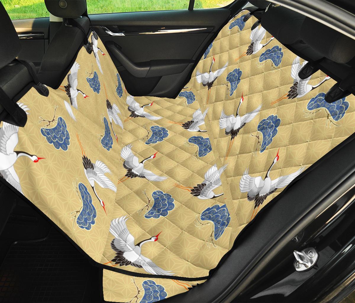 Heron Japanese Pattern Print Pet Car Seat Cover-grizzshop