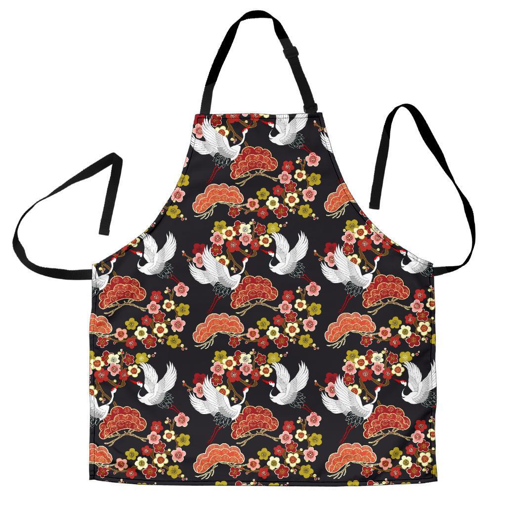 Heron Japanese Print Pattern Men's Apron-grizzshop