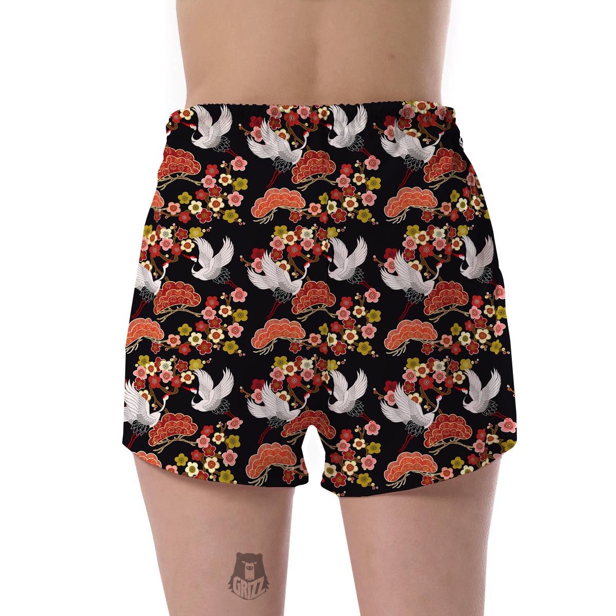 Heron Japanese Print Pattern Women's Shorts-grizzshop