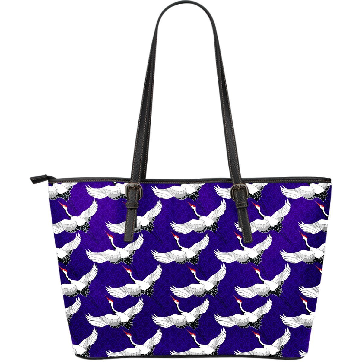 Heron Print Pattern Leather Tote Bag-grizzshop
