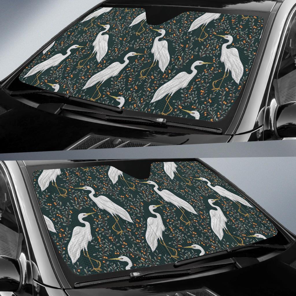 Heron Pattern Print Car Sun Shade-grizzshop