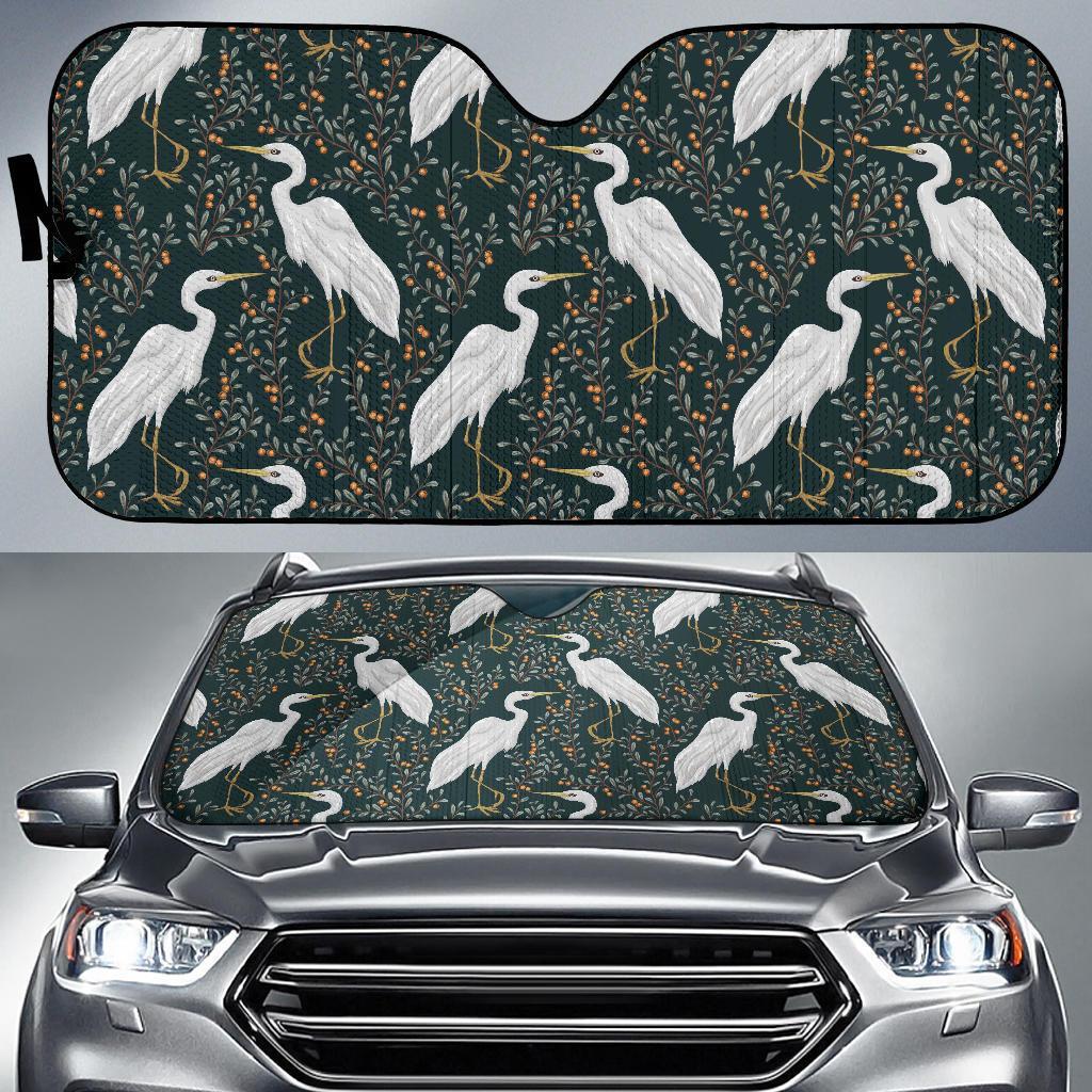 Heron Pattern Print Car Sun Shade-grizzshop