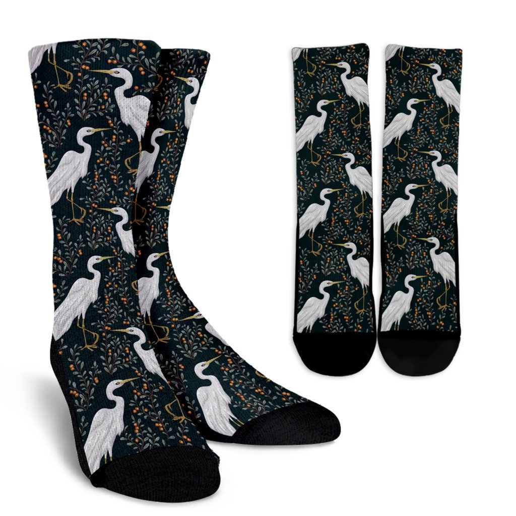 Heron Pattern Print Unisex Crew Socks-grizzshop