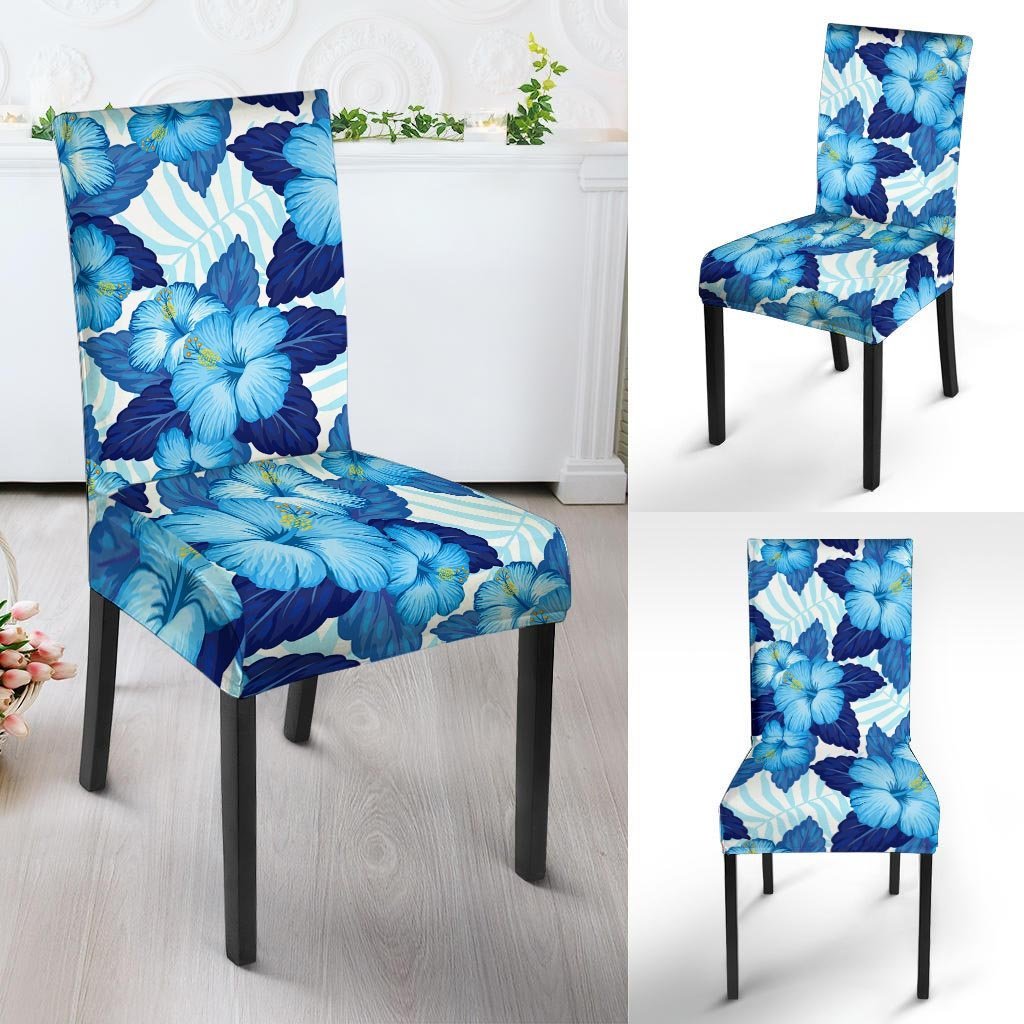 Hibiscus Blue Hawaiian Print Chair Cover-grizzshop