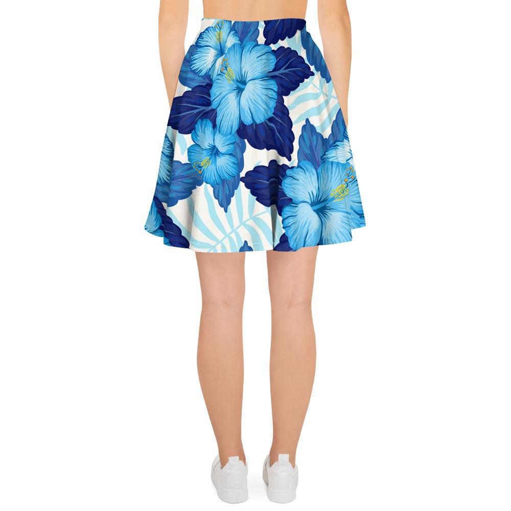Hibiscus Blue Hawaiian Print Women's Skirt-grizzshop